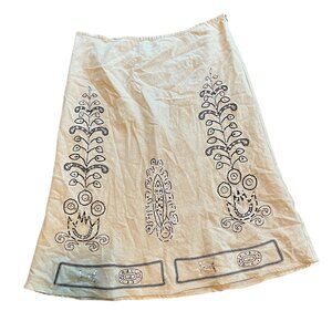 Carole Little Size 10 Linen and Rayon Blend A Line Midi Skirt with Embroidery